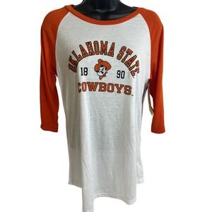 Oklahoma State Cowboys Shirt Womens Small Orange White NCAA Football Blue 84 USA